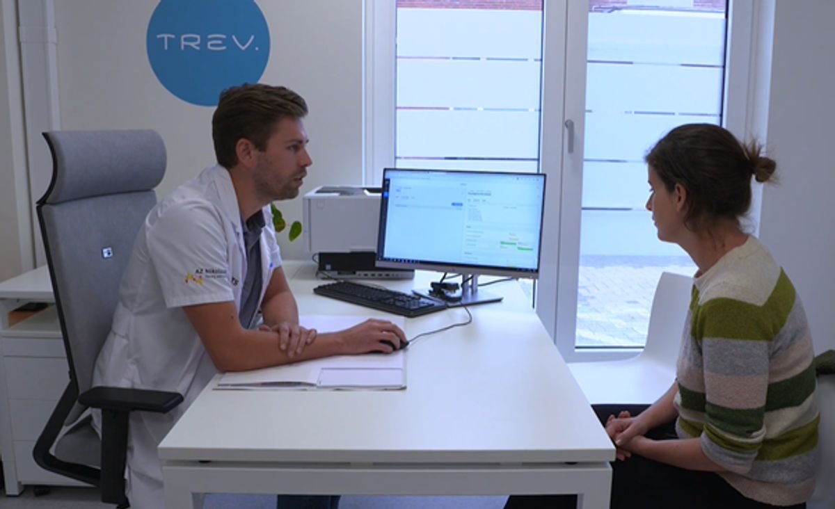 A patient has their test results from the rehabilitation and is discussion the results with her doctor. 